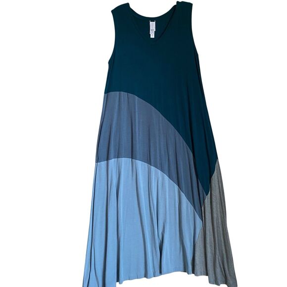 Wynne Layers Maxi A-line Dress PM Colorblock Tiered Sleeveless Stretch Casual - Picture 1 of 7